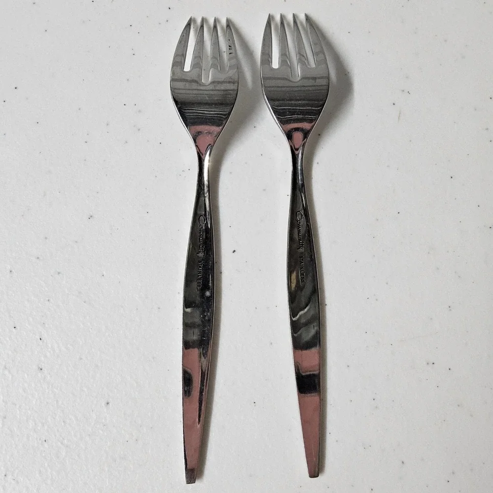 Vintage Oneida Community Venetia Stainless Steel Flatware‎ Salad Fork Set of 2